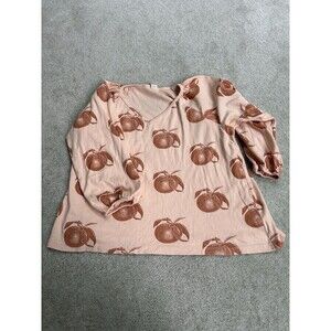 KATE QUINN ORGANICS V-Neckline 3/4 Length Sleeve Cinched Top Peach Medium Women